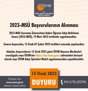 2023-MSÜ BAŞVURULARININ ALINMASI.