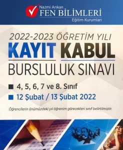 2022-2023 EĞİTİM ÖĞRETİM YILI KAYIT KABUL SINAVI BAŞVURULARIMIZ BAŞLAMIŞTIR.