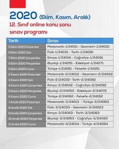 5 EKİM 2020 PAZARTESİ GÜNÜNDEN İTİBAREN 11 VE 12. SINIF ÖĞRENCİLERİMİZE KONU BAŞARI SINAVLARI UYGULANACAKTIR