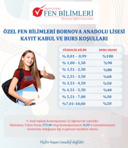 ÖZEL FEN BİLİMLERİ BORNOVA LİSESİ KAYIT KABUL VE BURS KOŞULLARI