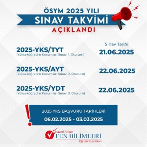 ÖSYM 2025 SINAV TARİHLERİ AÇIKLANDI.