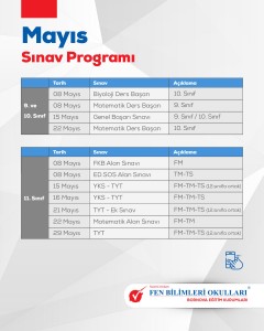 MAYIS AYI ONLİNE SINAV PROGRAMI  