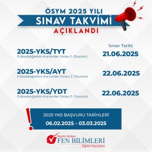 ÖSYM 2025 YILI SINAV TAKVİMİ AÇIKLANDI.